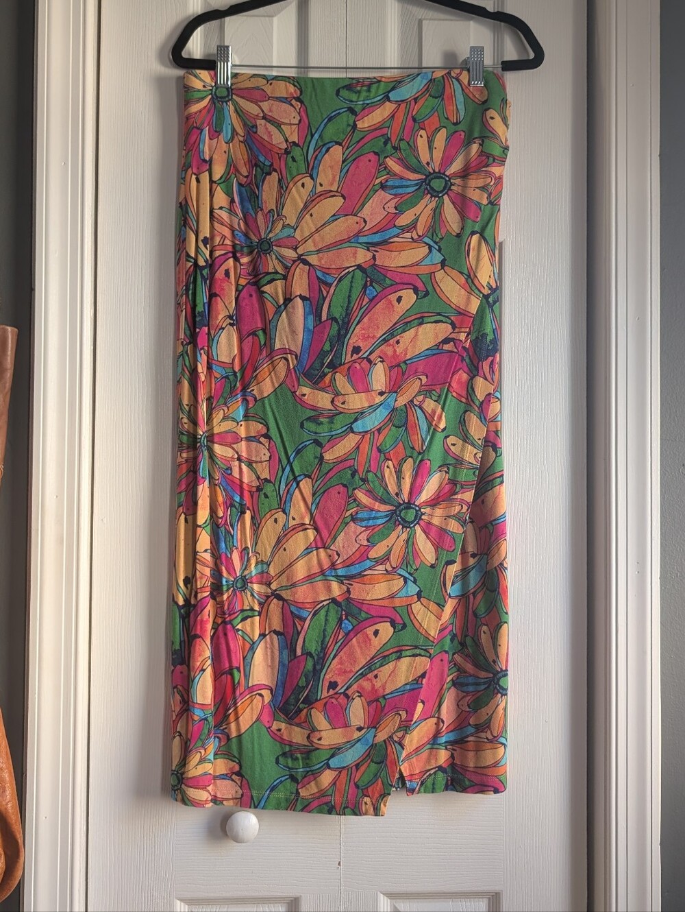 Farm Rio Anthropologie Banana Print Wrap Midi Skirt